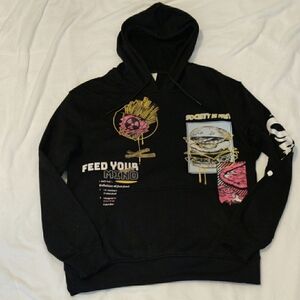Black Graphic Sweater with Animated Character Design